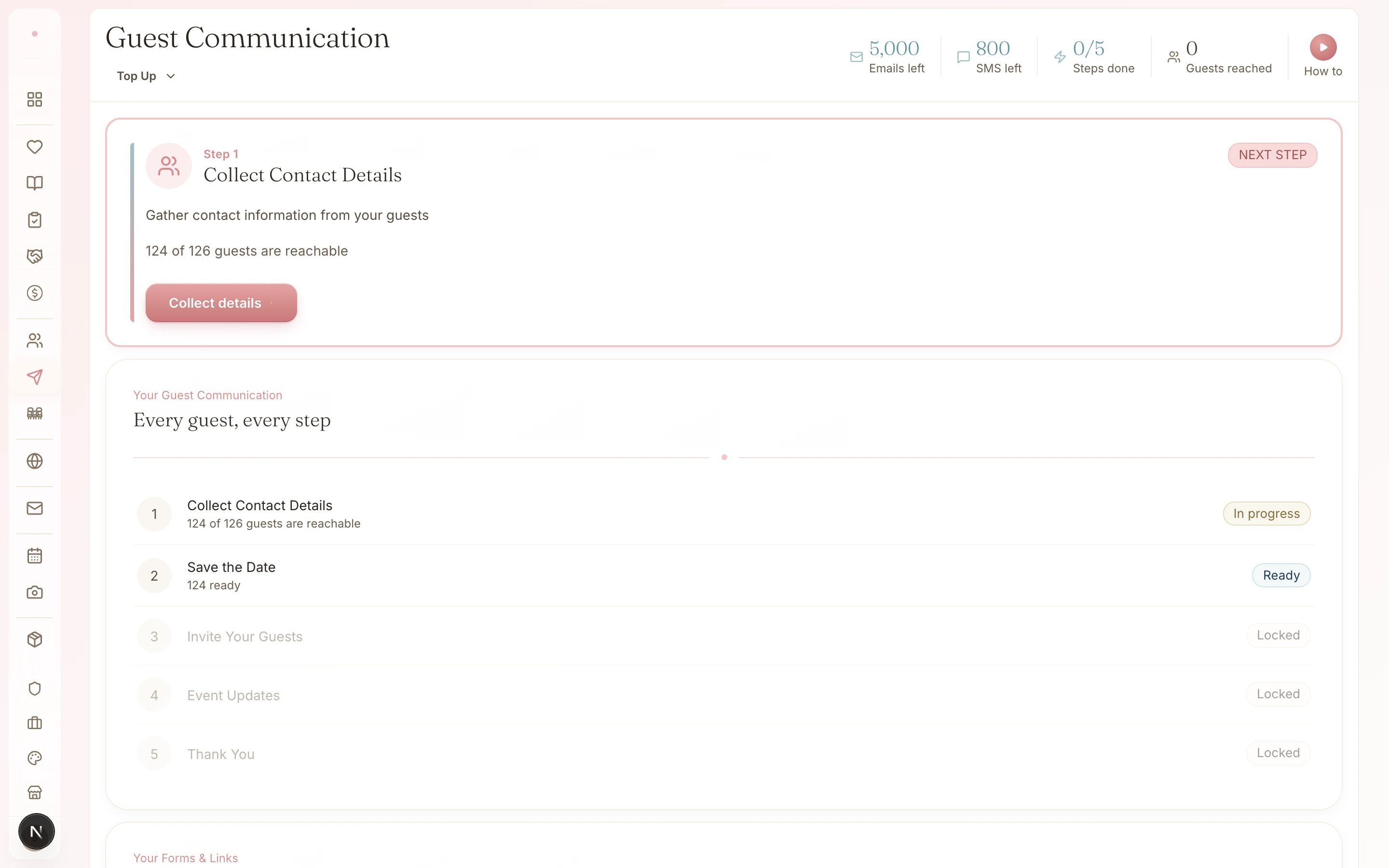 Sending wedding invitations via email and SMS with real-time RSVP tracking
