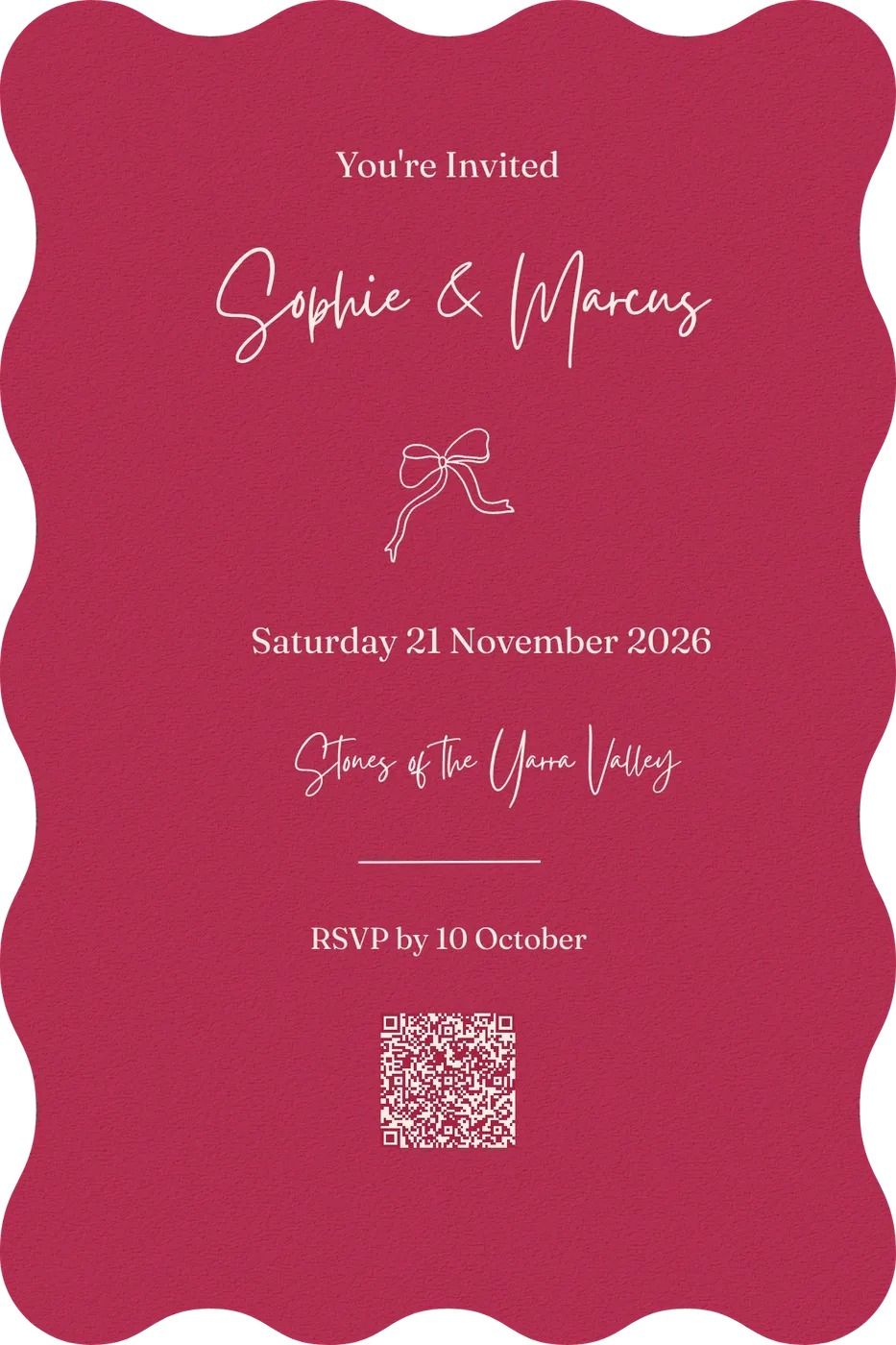 RUBAN wedding invitation with die-cut wave edge