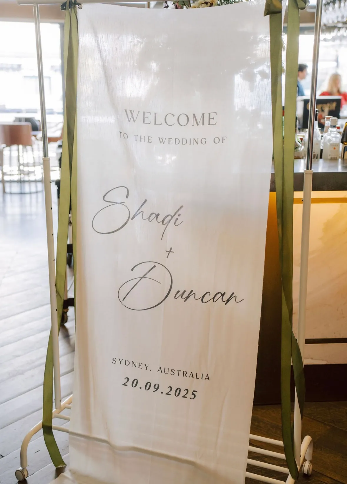 Welcome sign wedding decor at Sydney venue